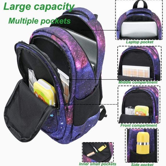 New Girls Backpack Kids Elementary Bookbag Girly School Bag with Insulated Lunch